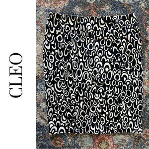 Cleo Petite Black  White Print Pencil Skirt Size 8P